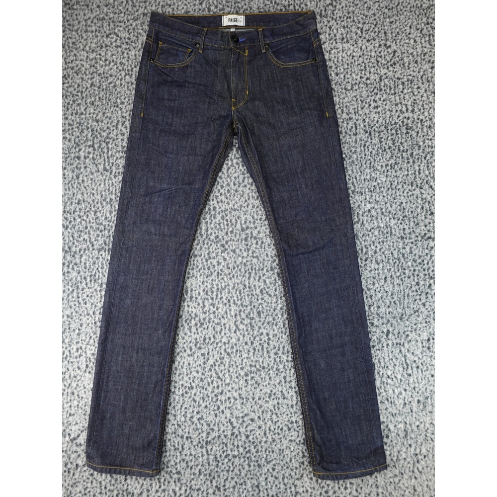 PAIGE Federal Slim Straight Jeans Mens 31 Indigo Blue Dark Wash Made in USA